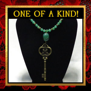 Victorian Key & Stone Necklace #098